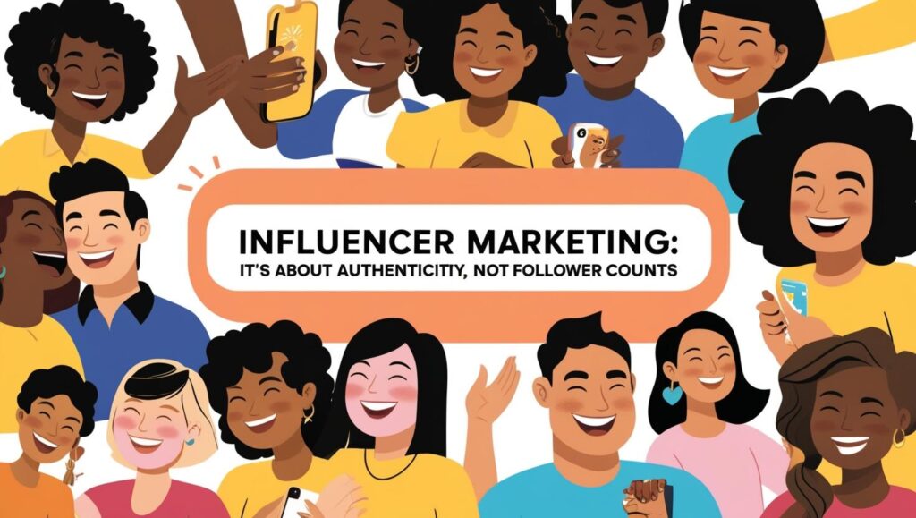 Text-based graphic about influencer marketing, emphasizing authenticity over follower count.