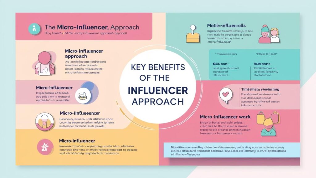 Infographic titled "The Micro-Influencer Approach" outlining key benefits and comparisons of different micro-influencer strategies.